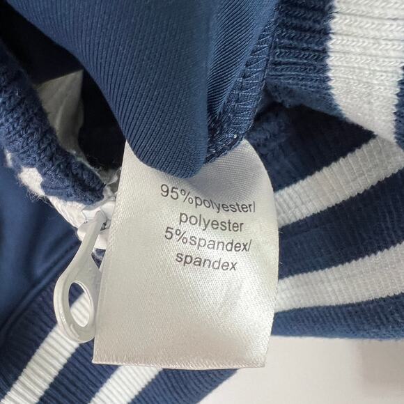 Pam & Gela Track Jacket Lightweight Zip Up Cold Shoulder Blue White Women's Sz S - Picture 10 of 10